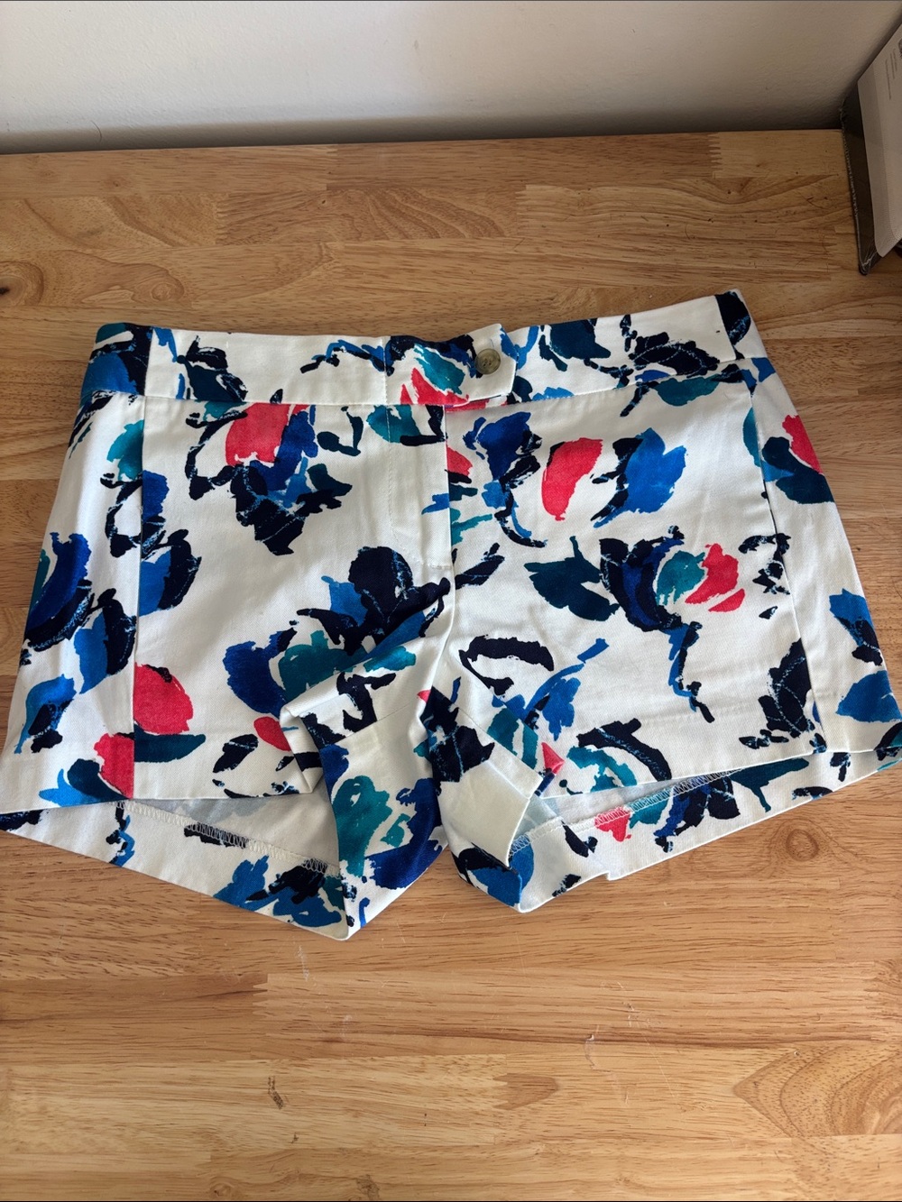 JCrew Chino White Floral Print Cotton Shorts